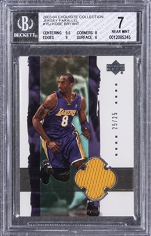 2003-04 UD "Exquisite Collection" Jersey Parallel #15J Kobe Bryant Game Used Patch Card (#25/25) – BGS NM 7